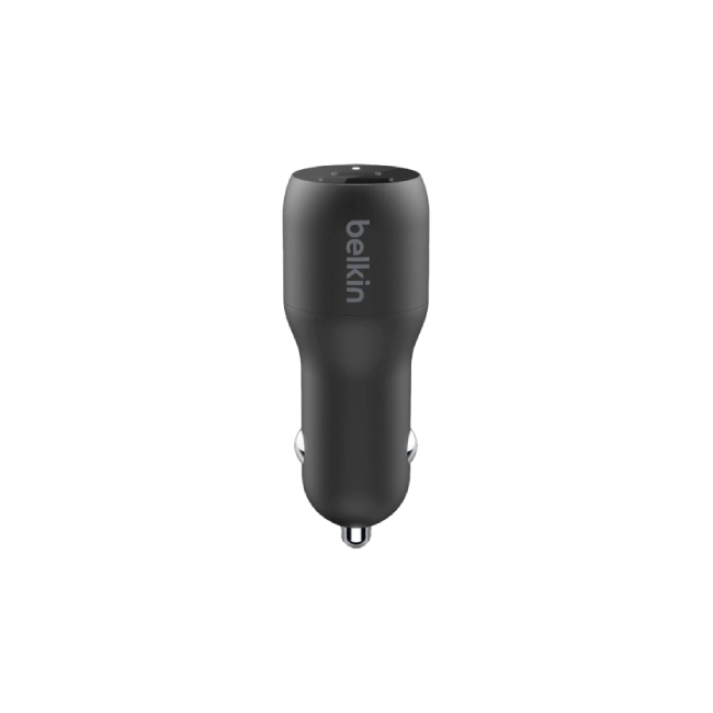 Belkin Dual Car Charger - Adaptador de corriente para el coche - 37 vatios - PD 3.0 - 2 conectores de salida (USB, 24 pin USB-C)