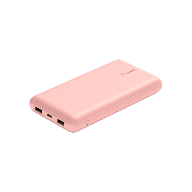 Belkin - Cargador portátil - 20000 mAh - 15 vatios - 3 A - 3 conectores de salida (24 pin USB-C, 2 x USB) - en el cable: USB-C - negro-1