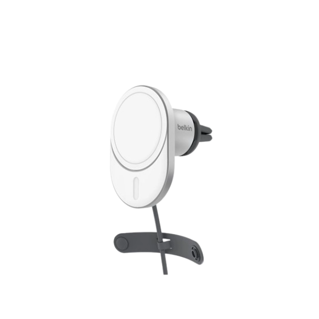 Belkin - Soporte de carga inalámbrico para el coche + adaptador de corriente para el coche - 15 vatios - Fast Charge, PD 3.0 - gris - para Apple iPhone 12, 13, 14-2