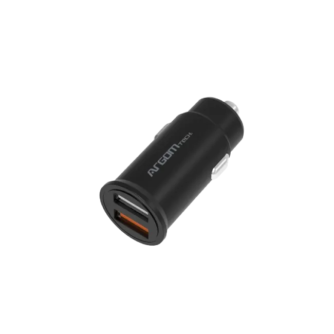 Base de Carga Para Auto Argom ARG-AC-0111BK Dual 30W Carga Rapida 1 Puerto USB 1 Puerto USB QC3 Color Negro-1