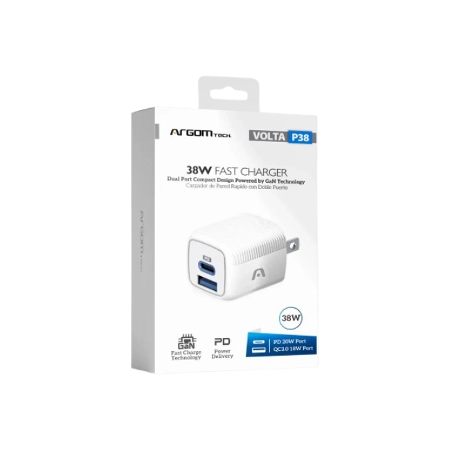 CARGADOR ARGOM VOLTA P38 GAN DE 38W DUAL PORT-2