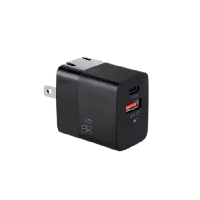 Cargador Dual Rapido Argom ARG-AC-0122BK Tipo C y USB Para Pared 38W Plegable-1