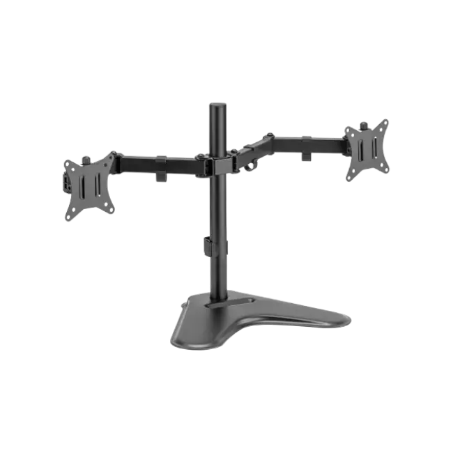 Soporte de escritorio para dos monitores de 32" con base y ranura para teléfono-3
