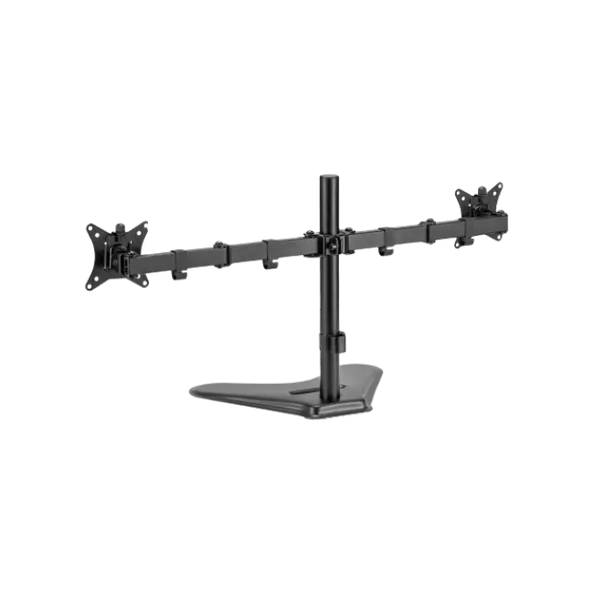 Soporte de escritorio para dos monitores de 32" con base y ranura para teléfono-4
