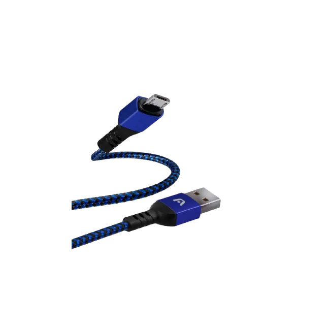 CABLE  MICRO USB A  USB 2.0 NYLON TRENZADO AZUL 1.8M/6FT-3