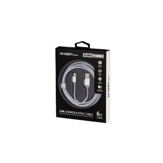 Cable Argom ARG-CB-0021WT Micro USB a USB 2.0 Nylon Trenzado 1.8mts Color Blanco-2