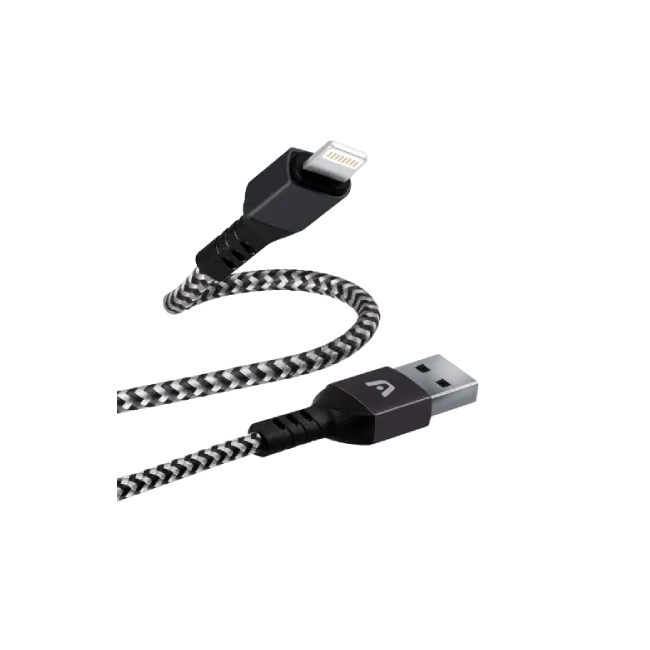 Lightning to USB 2.0 -Nylon Braided -Metal Black