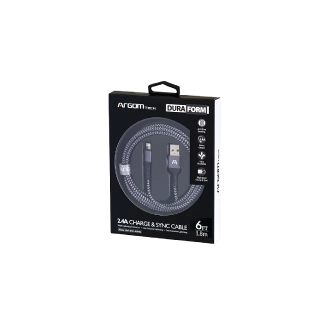 Lightning to USB 2.0 -Nylon Braided -Metal Black