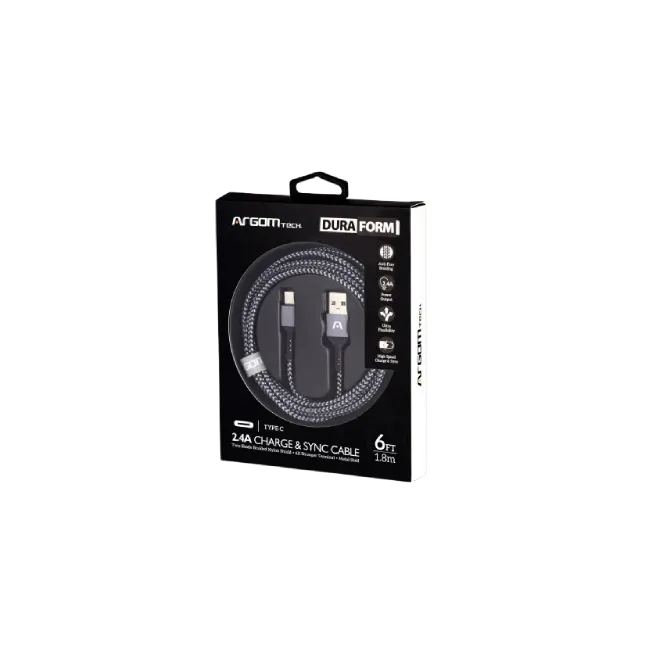 CABLE  TYPE-C TO USB 2.0 NYLON 1.8M BLACK-1