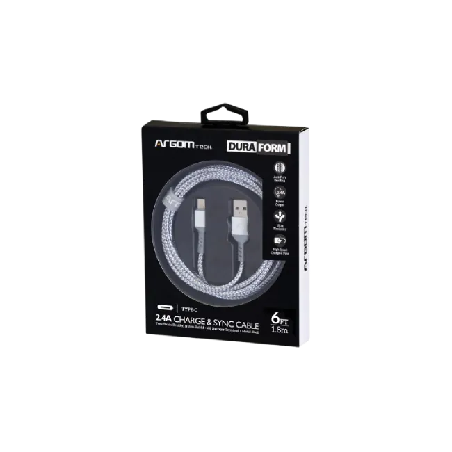 CABLE TYPE-C TO USB 2.0 NYLON 1.8M WHITE-2