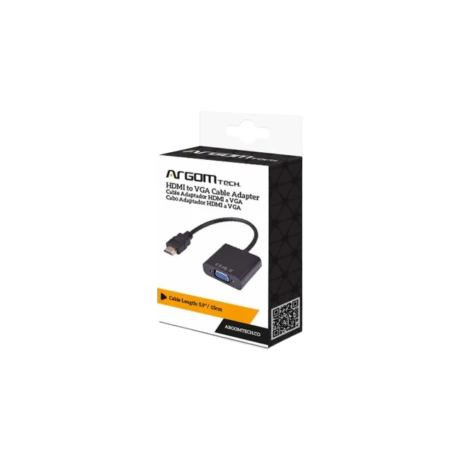 CABLE ADAPTER ARGOM HDMI MALE TO VGA FEMALE 6"/15CM ARG-CB-0055