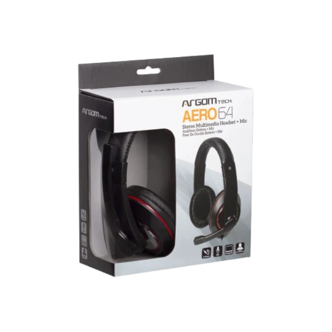 Auriculares Argom ARG-HS-0064 Aereo Estereo 64 Plug 3.5" con Microfono y Control de Volumen-2
