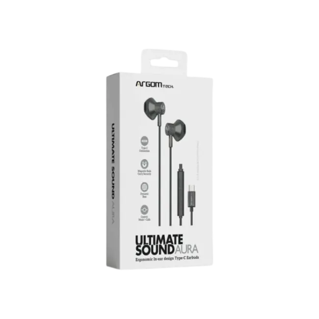 Auriculares Argom ARG-HS-2032BK con Cable Tipo C Color Negro