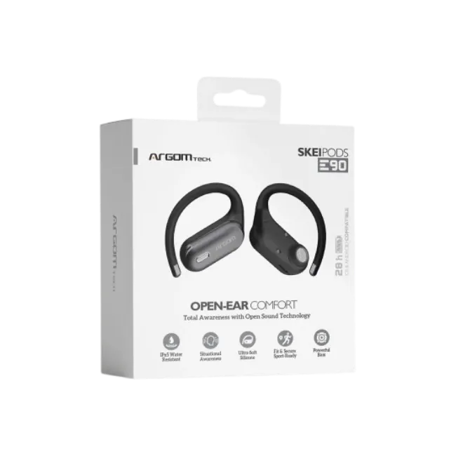 ARGOM SKEIPODS E90 - AUDIFONOS CON IA ENC, DISEÑO OPEN-EAR COLOR NEGRO-6