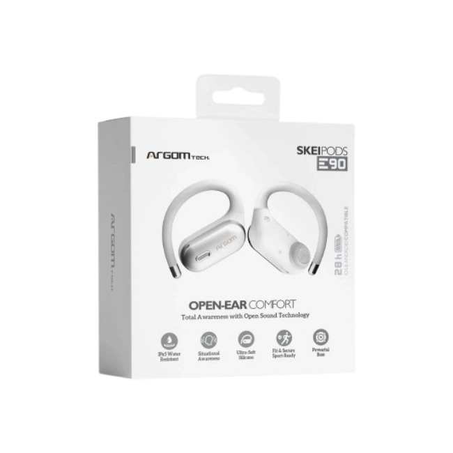 ARGOM SKEIPODS E90 - AUDIFONOS CON IA ENC, DISEÑO OPEN-EAR COLOR BLANCO-2