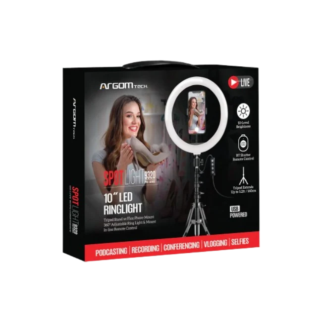 SPOTLIGHT PRO 9320 ANILLO DE LUZ LED DE 10 "CON TRÍPODE COMPLETO-2