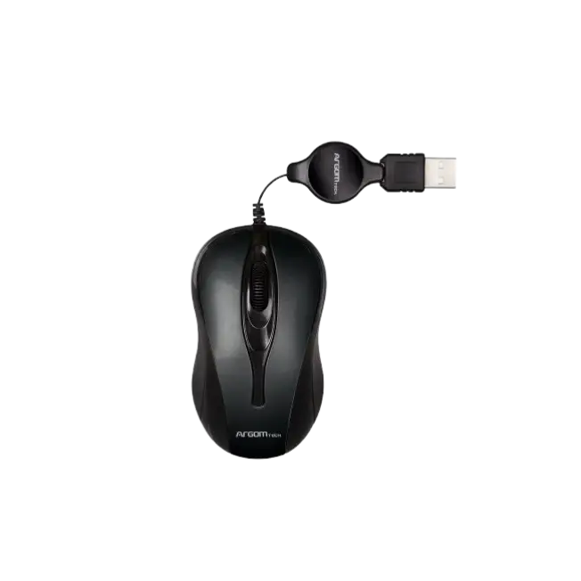 Ratón Óptico USB Retráctil 1000 DPI - Negro-3