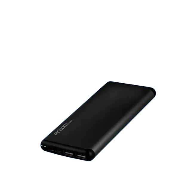 Cargador Portatil Argom ARG-PB-1150BK S12 Delgado de Aluminio 12000 MAH Entrada Doble Micro USB / T Color Negro