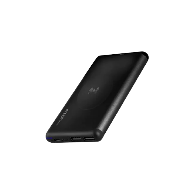 POWER BANK ARGOM S12W WIRELESS12000MAH ALUMINUM BLACK-1