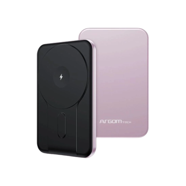 Cargador Portatil Argom ARG-PB-1160PK MS5 MagNetic Delgado de Aluminio 5000MAH Color Rosado-3