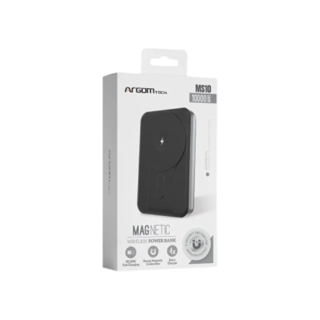 Cargador Portatil Argom ARG-PB-1162SL MS10 MagNetic Delgado de Aluminio 10000MAH Color Negro-4