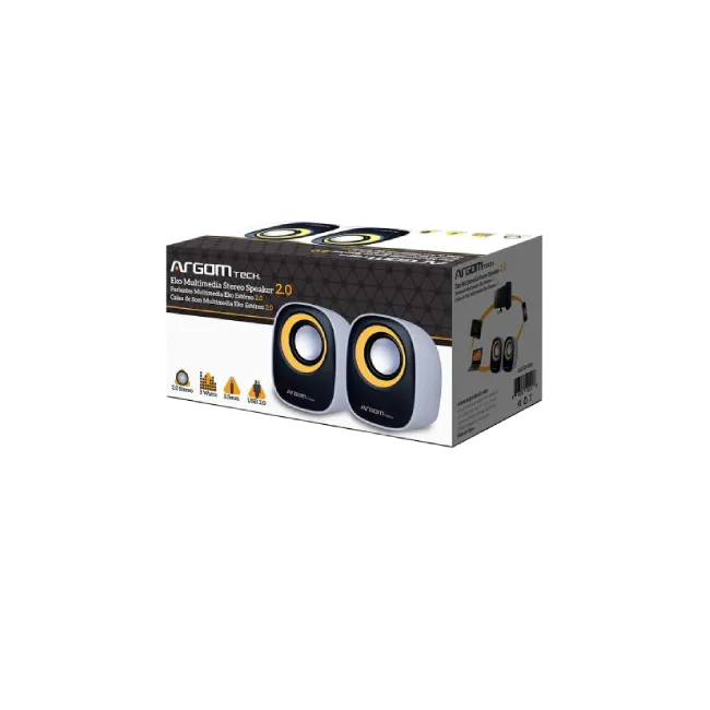 Parlantes Multimedia Eko Estéreo 2.0 Blanco-Naranja-2