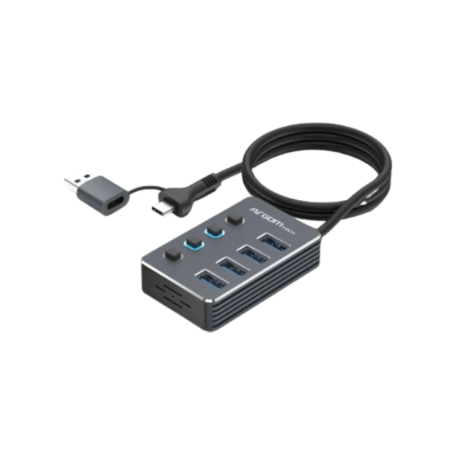 HUB USB A+C CON 4 PUERTOS USB 3.0 INTERRUPTOR ON/OFF 5GBPS CON CABLE DE 0.5MTS-1