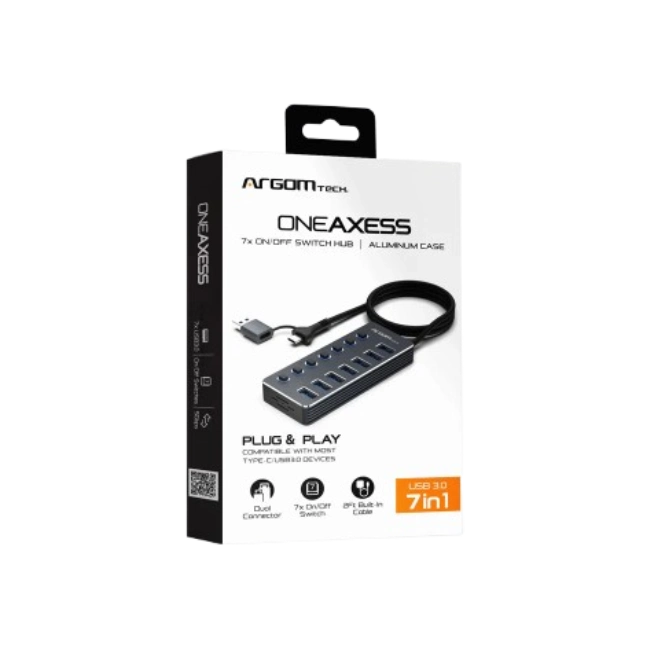 HUB USB A+C CON 7 PUERTOS USB 3.0 INTERRUPTOR ON/OFF 5GBPS CON CABLE DE 0.5MTS-4