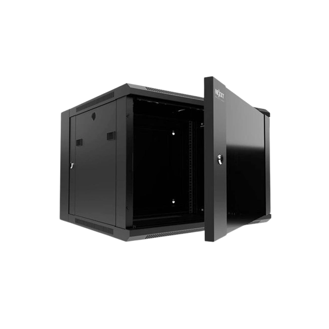 Nexxt Solutions Infrastructure - Wall mount enclosure - SPCC steel / Tempered glass - Black / RAL 9005 - 12U 600X450-3