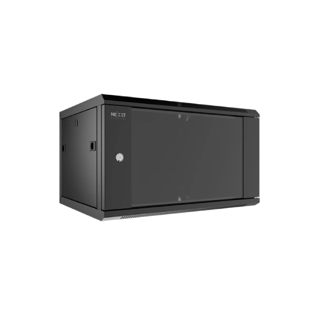 Nexxt Solutions Infrastructure - Wall mount enclosure - SPCC steel / Tempered glass - Black / RAL 9005 - 6U 600X600-3