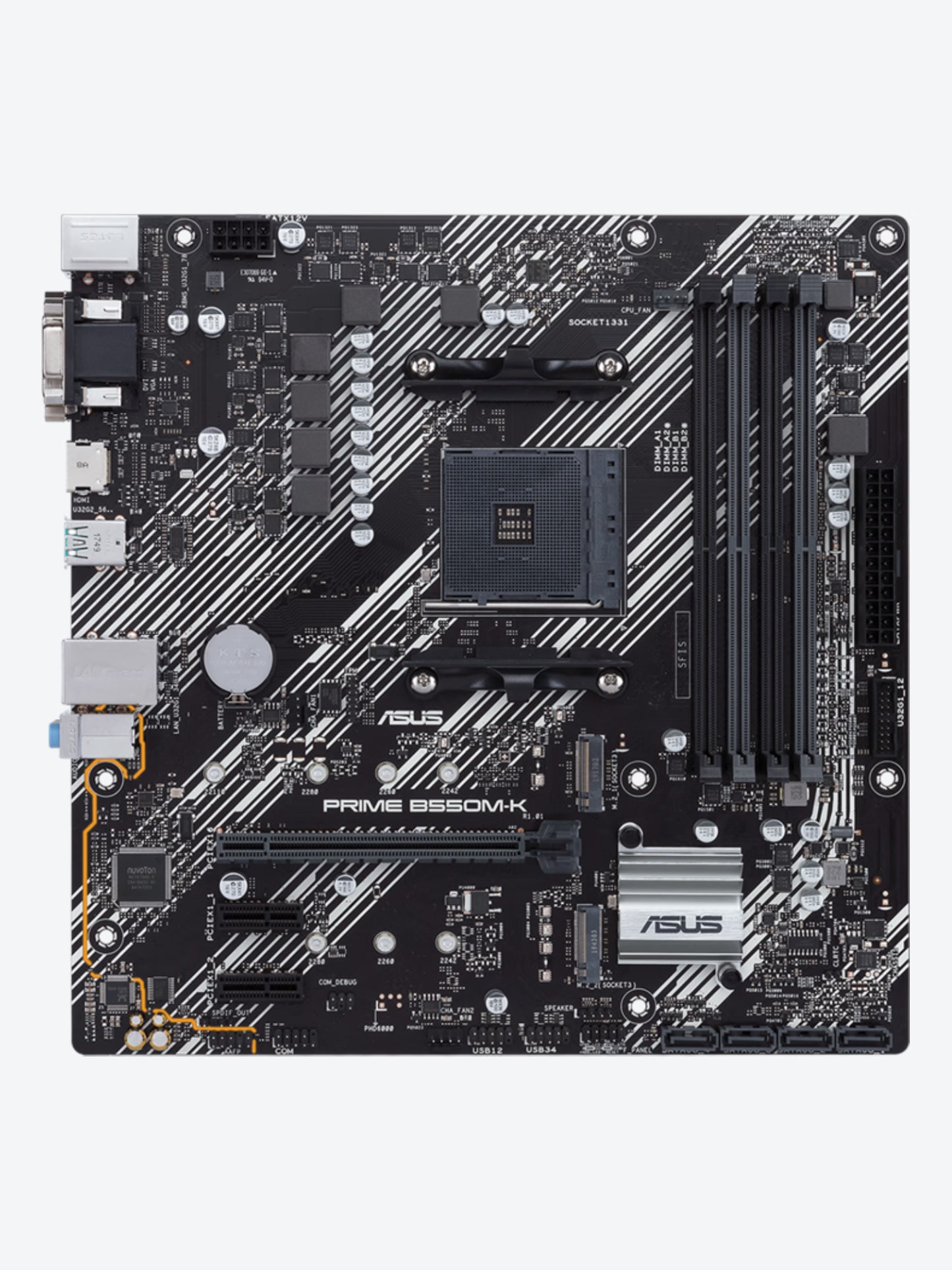ASUS PRIME B550M-K - Placa base - micro ATX - Socket AM4 - AMD B550 Chipset - USB 3.2 Gen 1, USB 3.2 Gen 2 - Gigabit LAN - Tarjeta gráfica (CPU necesaria) - HD Audio (8-canales)-1
