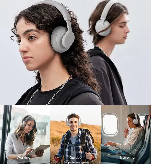 Headset Bianco Inalambrico Fingertime ANC-01 BI-ANC-001GRS Color Gris