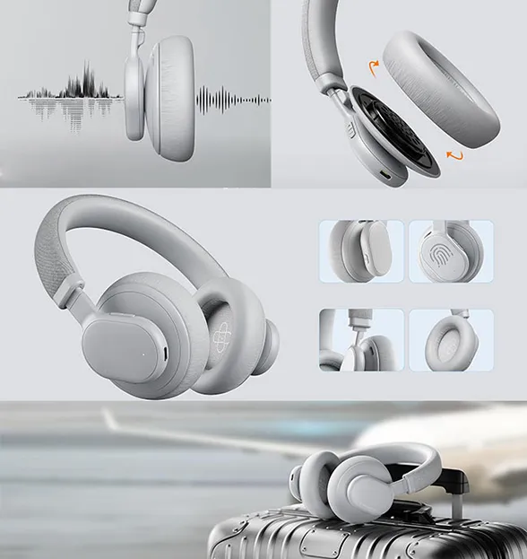 Headset Bianco Inalambrico Fingertime ANC-01 BI-ANC-001GRS Color Gris-7