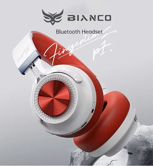 Headset Bianco  Inalambrico Fingertime ANC P1 BI-ANC-P001 Color Blanco con Rojo