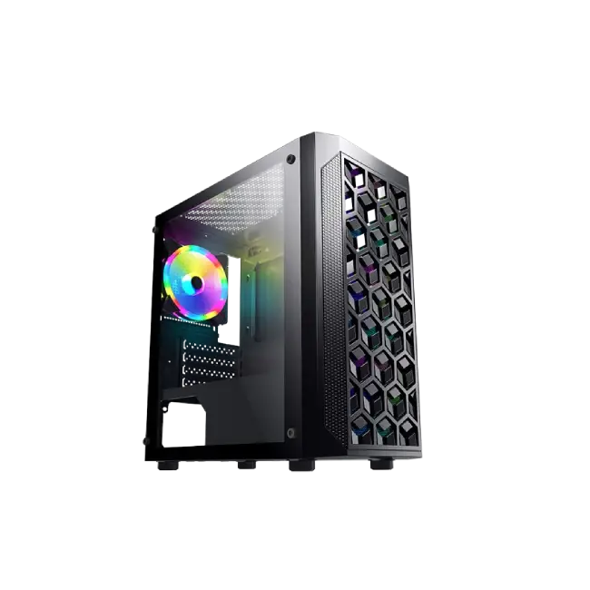 Case Gaming Eagle Warrior CG06AKRA001C Micro ATX Frontal con ABS + Mesh Hinge sin Tornillos Vidrio Templado con RGB Color Negro-2