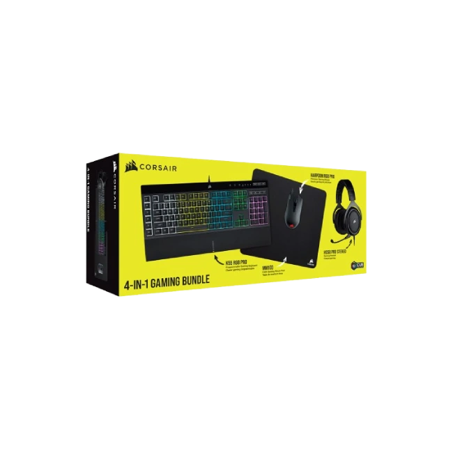 Combo Gaming Corsair 4 en 1 Teclado K55 RGB PRO + Mouse Harpoon RGB PRO + Headset HS50 PRO + Mouse PAD MM110-3