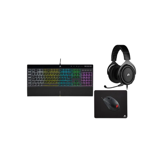 Combo Gaming Corsair 4 en 1 Teclado K55 RGB PRO + Mouse Harpoon RGB PRO + Headset HS50 PRO + Mouse PAD MM110-2