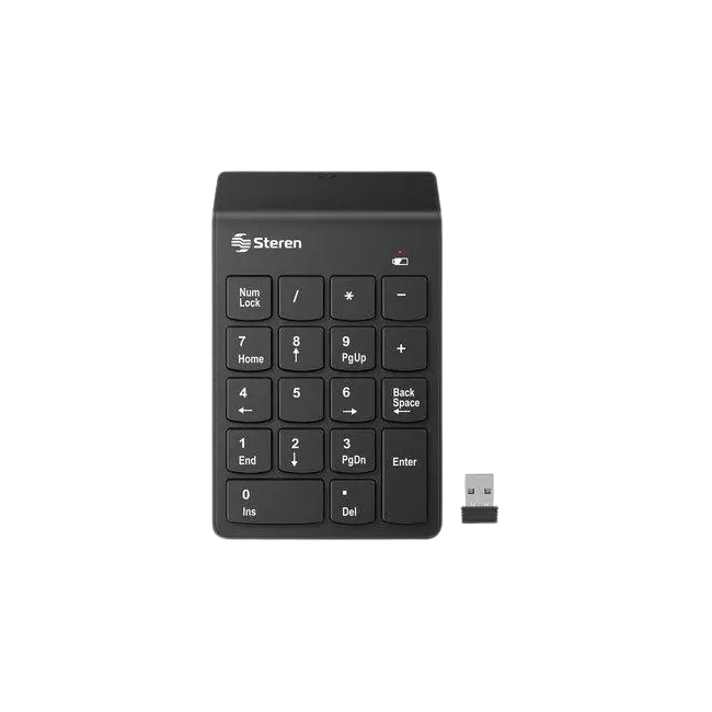 Teclado Numerico Inalambrico Steren COM-633 Con 19 Teclas Color Negro
