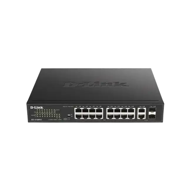 Switch no gestionado de 16 puertos con PoE+ (247W) y 2 puertos Gigabit Combo-1