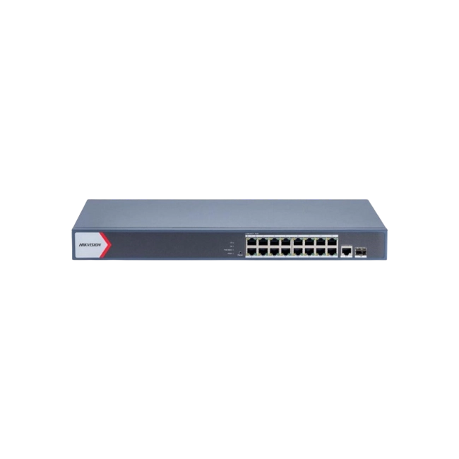 Switch HikVision PoE DS-3E1518P-SI Inteligente Gigabit de 16 Puertos con 2 Puertos de Fibra Optica-1