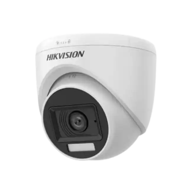 Hikvision 2MP Smart Hybrid Light Audio Indoor Fixed Turret Camera - switchable signals (TVI/AHD/CVI/CVBS?Audio with audio over coaxial cable - built-in mic  - Metal - Outdoor - fixed focal 2.8mm - DWDR - 1920 × 1080 - IP67 - 30M IR - 20M White light-2