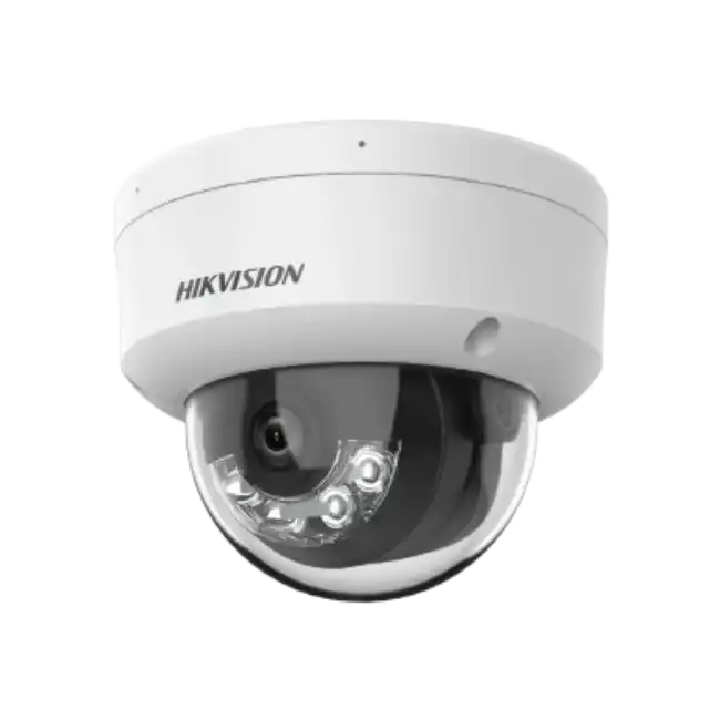 Hikvision 4MP Cámara de red domo fija inteligente con luz - Micrófono incorporado - 4MP - Exterior - H.265+ - Focal fija 2.8mm - 2560 × 1440 - DWDR - IP67 - IK08-2
