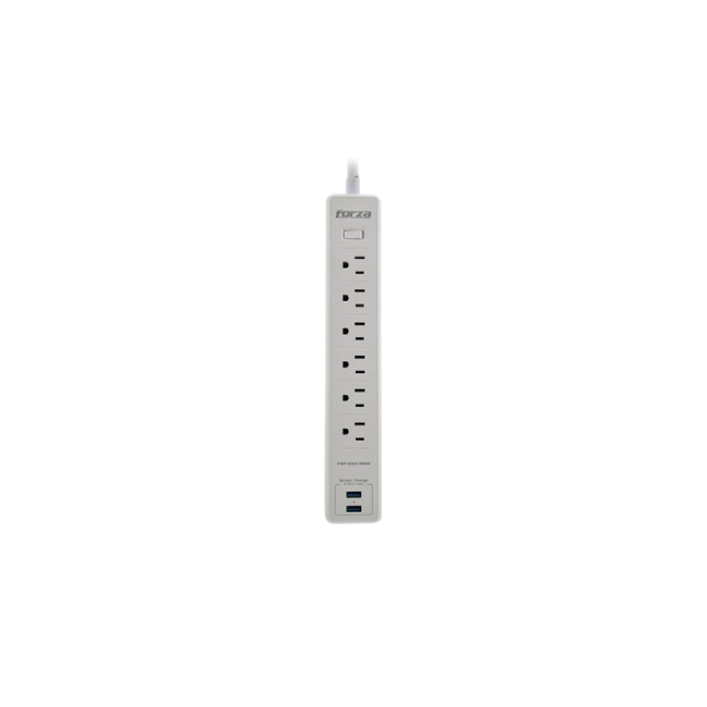 Protector de Voltaje Forza FSP-612USBW 110/220VAC 6 Tomas 2 Puertos USB Color Blanco-3