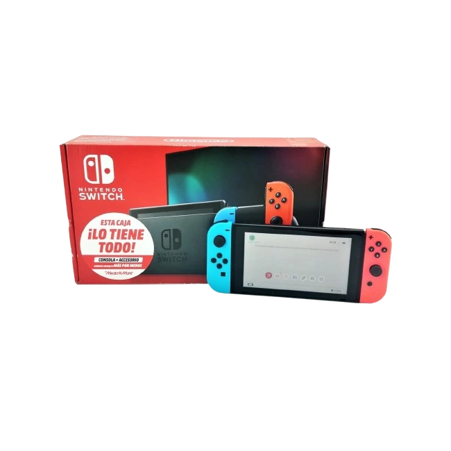 Consola Nintendo Switch Handheld Black Azul y Rojo Neon JoyCons-1
