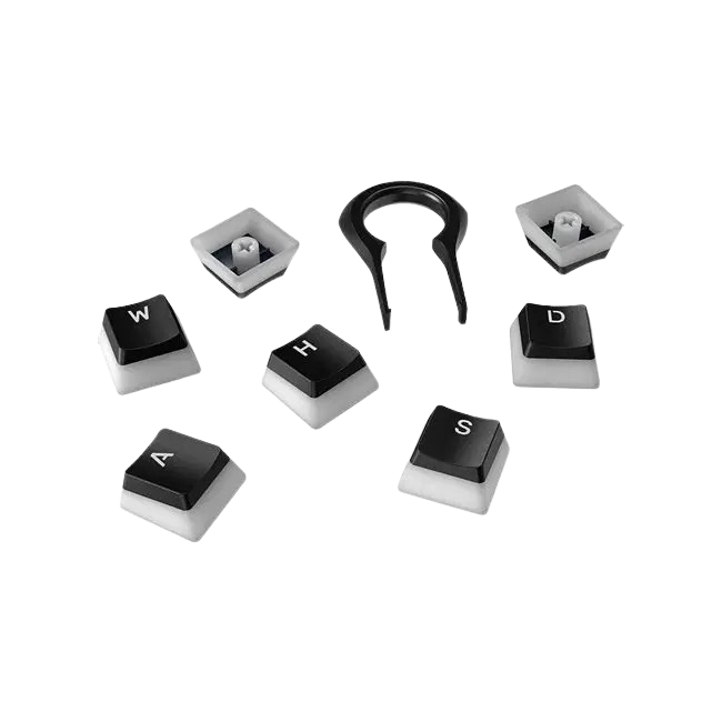 KIT DE TECLAS HYPERX PUDDING ABS KEYCAPS TRASLUCIDO COLOR NEGRO CON BLANCO-3