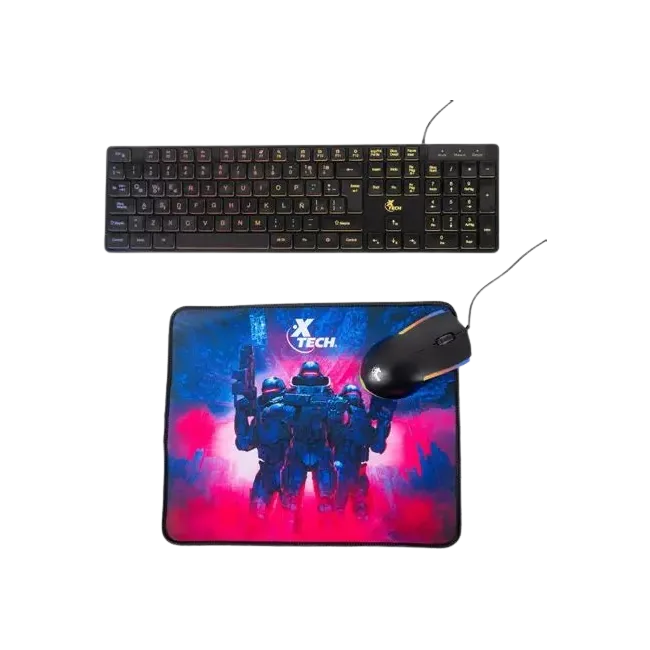 Xtech - Keyboard, mouse and mouse pad - Wired - Spanish - USB - Black - Gaming XTK-535S-3