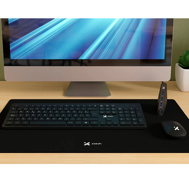 Xtech - MM Keyboard wls, mouse wls, mouse pad XL and USB 3.0 Hub Kit - Spanish - Wireless / Wired - 2.4 GHz / USB - Black - XTK-320S-2