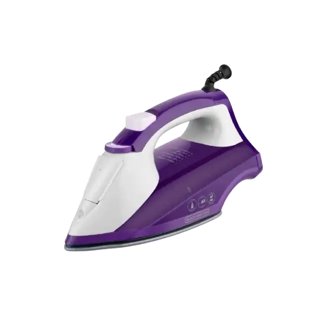 Plancha Para Ropa Black+Decker IR1840 1200 Watts Suela Ceramica GlideT Color Blanco con Morado-4