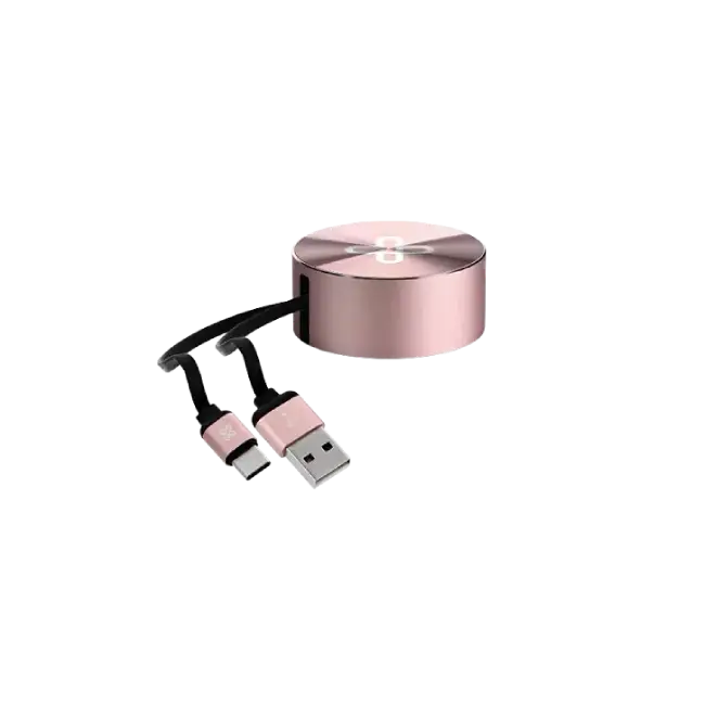 Cable Klip Xtreme KAC-110RG USB C - USB A Retractil 1 Metro Color RoseGold-2