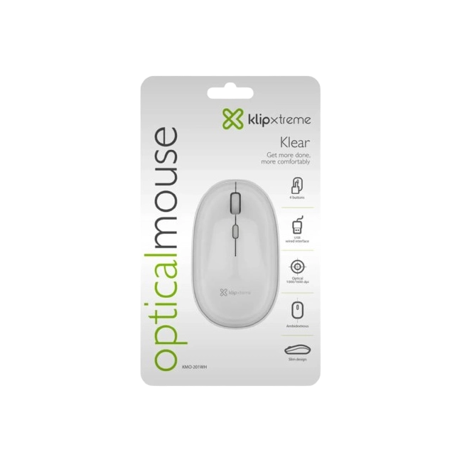 Mouse Klip Xtreme KMO-201WH Optico USB 4 Botones 1600 DPI Color Blanco-1